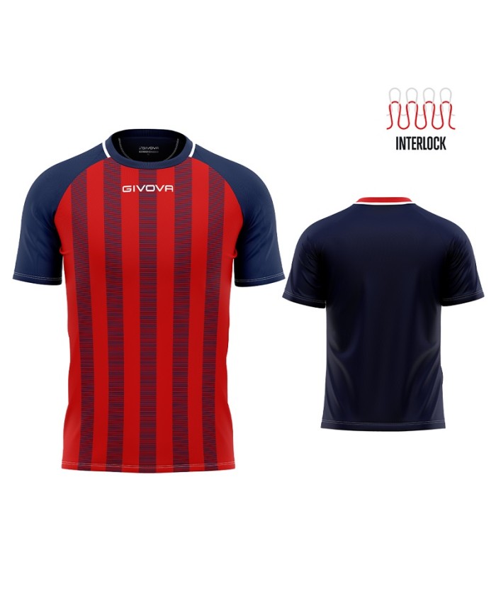 Maglia Givova Tratto Shirt Interlock MA031 Calcio Blu Rosso Unisex MA0310412