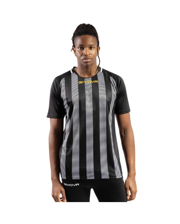 Maglia Givova Tratto Shirt Interlock MA031 Calcio Nero Bianco Unisex MA0311003