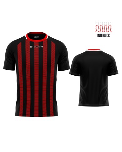 Maglia Givova Tratto Shirt Interlock MA031 Calcio Nero Rosso Unisex MA0311012 Maglia Givova Tratto Shirt Interlock MA031 Calcio Nero Rosso Unisex MA0311012