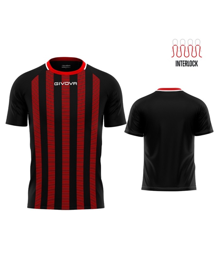 Maglia Givova Tratto Shirt Interlock MA031 Calcio Nero Rosso Unisex MA0311012