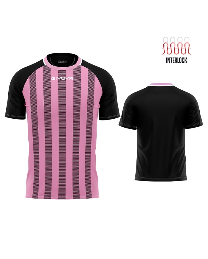 Maglia Givova Tratto Shirt Interlock MA031 Calcio Rosa Nero Unisex MA0311110