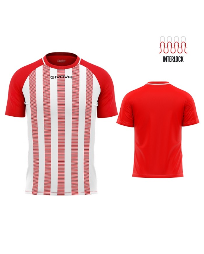 Maglia Givova Tratto Shirt Interlock MA031 Calcio Rosso Bianco Unisex MA0310203