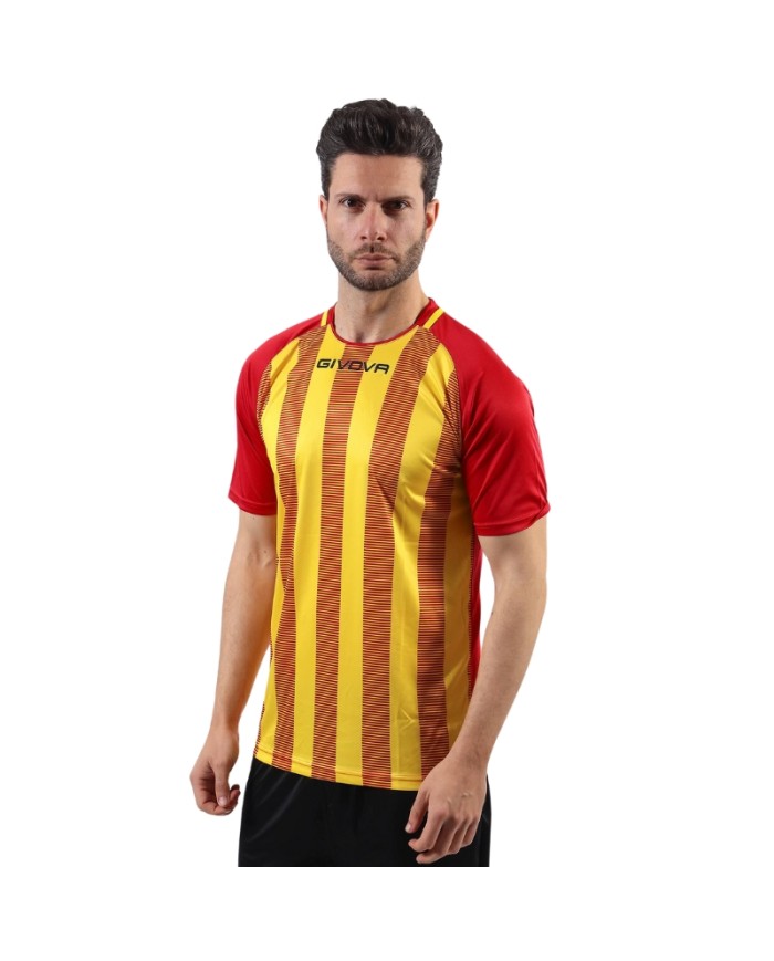Maglia Givova Tratto Shirt Interlock MA031 Calcio Rosso Giallo Unisex MA0311207