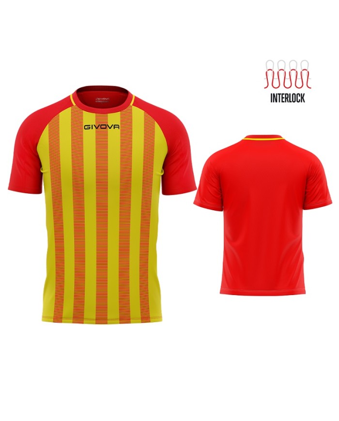 Maglia Givova Tratto Shirt Interlock MA031 Calcio Rosso Giallo Unisex MA0311207