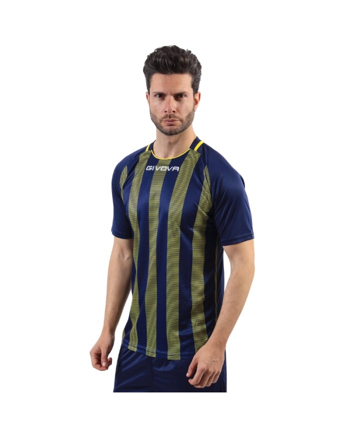 Maglia Givova Tratto Shirt Interlock MA031 Calcio Blu Giallo Unisex MA0310407