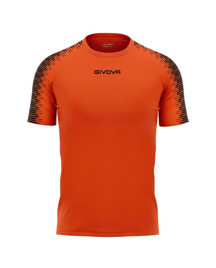 Maglia Givova Shirt CLUB in Mesh MAC10 Unisex Calcio Padel Tennis Arancio Fluo Nero
