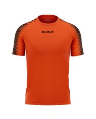 Maglia Givova Shirt CLUB in Mesh MAC10 Unisex Calcio Padel Tennis Arancio Fluo Nero