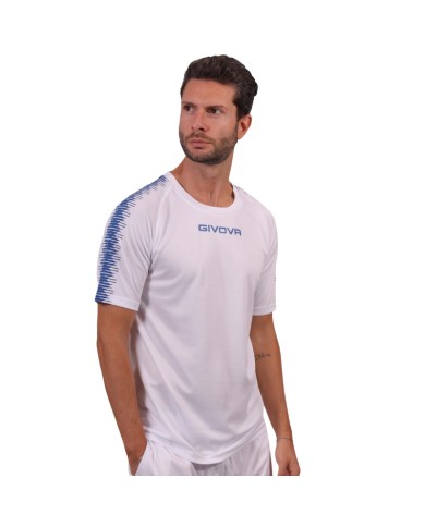 Maglia Givova Shirt CLUB in Mesh MAC10 Unisex Calcio Padel Tennis Bianco Azzurro Maglia Givova Shirt CLUB in Mesh MAC10 Unisex Calcio Padel Tennis Bianco Azzurro