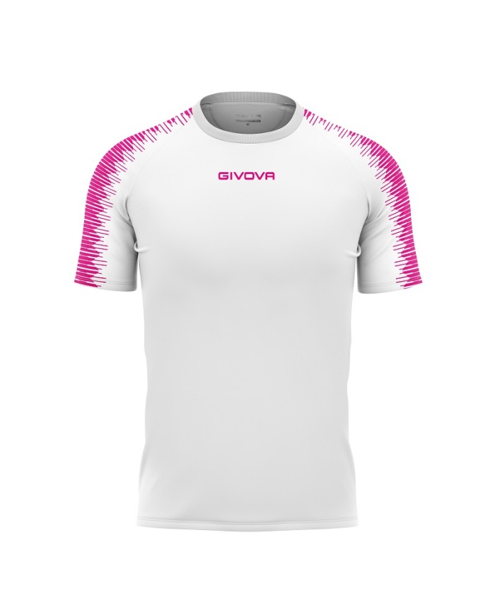 Maglia Givova Shirt CLUB in Mesh MAC10 Unisex Calcio Padel Tennis Bianco Fuxia