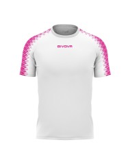 Maglia Givova Shirt CLUB in Mesh MAC10 Unisex Calcio Padel Tennis Bianco Fuxia