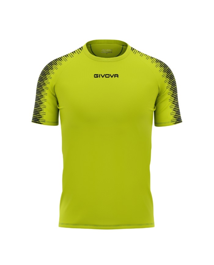 Maglia Givova Shirt CLUB in Mesh MAC10 Unisex Calcio Padel Tennis Giallo Fluo Nero