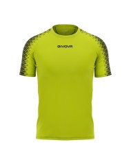 Maglia Givova Shirt CLUB in Mesh MAC10 Unisex Calcio Padel Tennis Giallo Fluo Nero