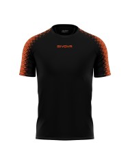 Maglia Givova Shirt CLUB in Mesh MAC10 Unisex Calcio Padel Tennis Nero Arancio Fluo
