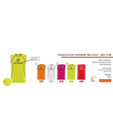 CASACCA FLUO SPONSOR " BIG logo" BIANCO Tg. S/M