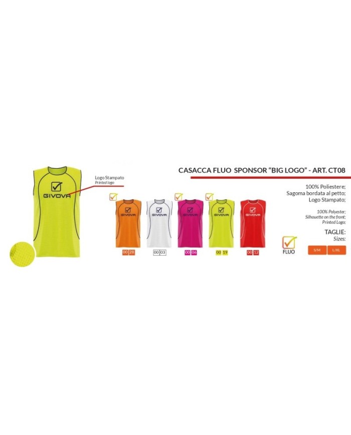 Casacca Givova FLUO SPONSOR BIG LOGO Unisex CT08 Rosso