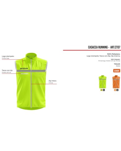 Casacca da Running Givova Allenamento Sport Smanicata Corsa Giallo Blu CT07