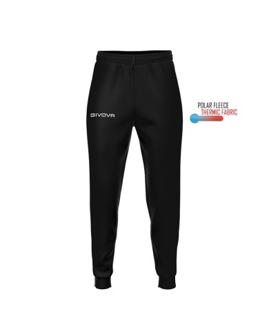 Pantalone Givova ONE in Pile P019 Unisex Allenamento Tempo Libero Nero