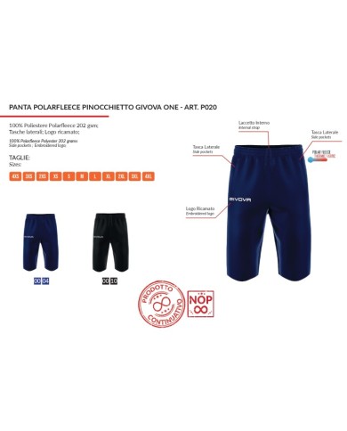 PANTA POLARFLEECE PINOCCHIETTO GIVOVA ONE BLU Tg. XS PANTA POLARFLEECE PINOCCHIETTO GIVOVA ONE BLU Tg. XS