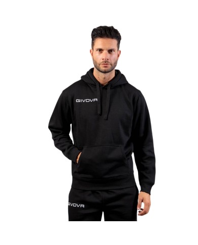 Felpa con Cappuccio Givova MA012 Felpata Unisex Tempo Libero Nero Felpa con Cappuccio Givova MA012 Felpata Unisex Tempo Libero Nero