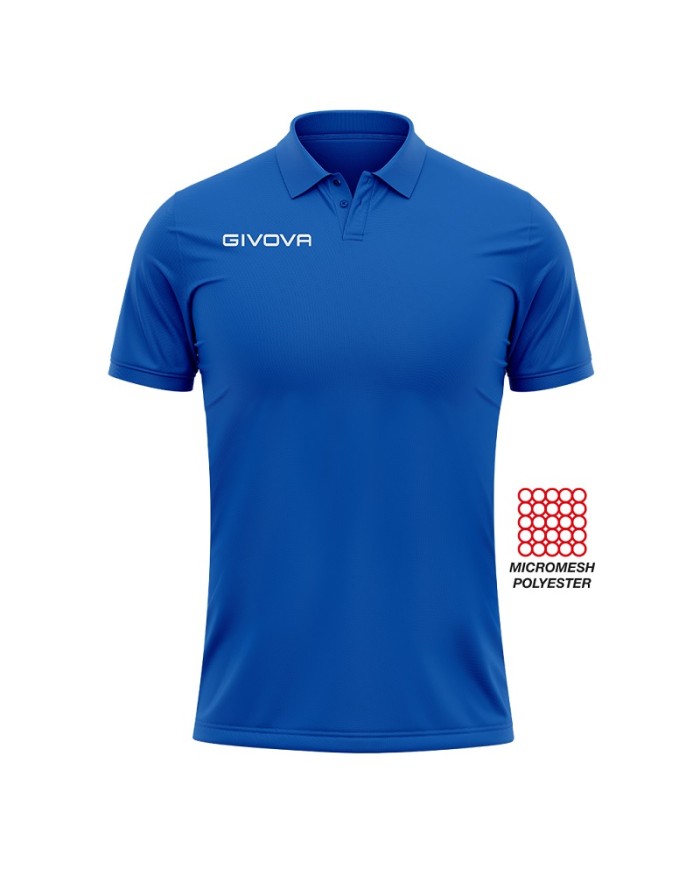 Polo Givova POCKET in Mesh PK01 Unisex Tempo Libero Padel Tennis Azzurro