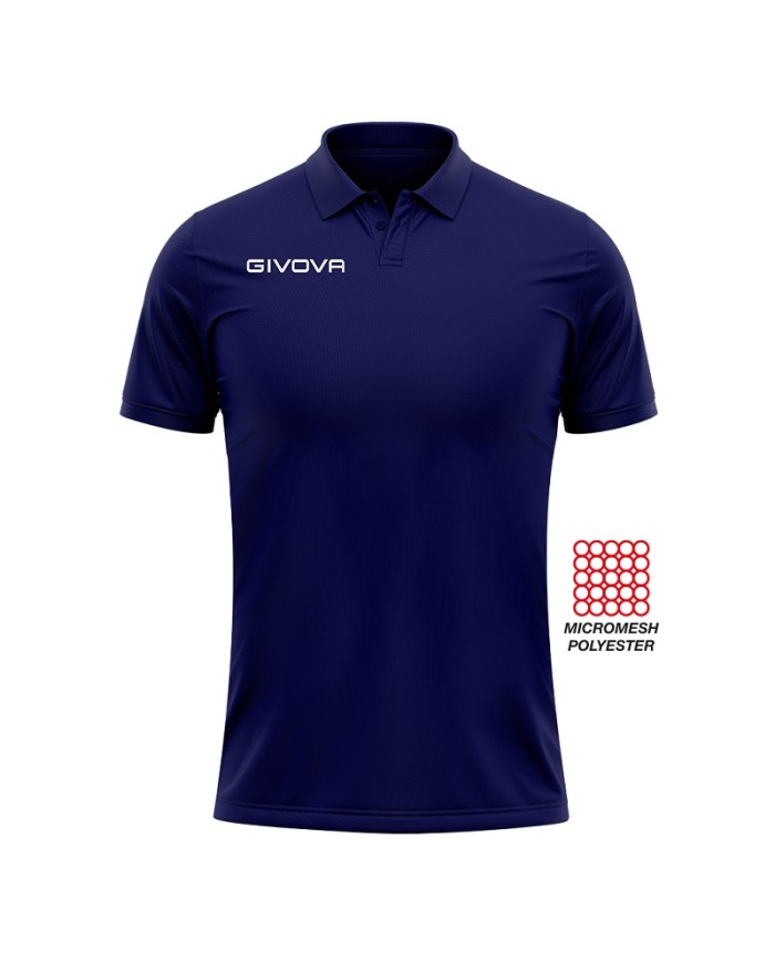 Polo Givova POCKET in Mesh PK01 Unisex Tempo Libero Padel Tennis Blu
