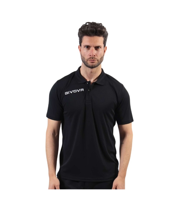 Polo Givova POCKET in Mesh PK01 Unisex Tempo Libero Padel Tennis Nero