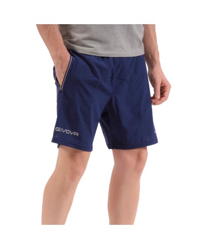 Bermuda TOP Givova FIT010 Unisex Fitness Running Allenamento Blu Bermuda TOP Givova FIT010 Unisex Fitness Running Allenamento Blu