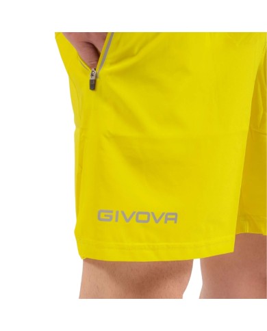 Bermuda TOP Givova FIT010 Unisex Fitness Running Allenamento Giallo Fluo Bermuda TOP Givova FIT010 Unisex Fitness Running Allenamento Giallo Fluo