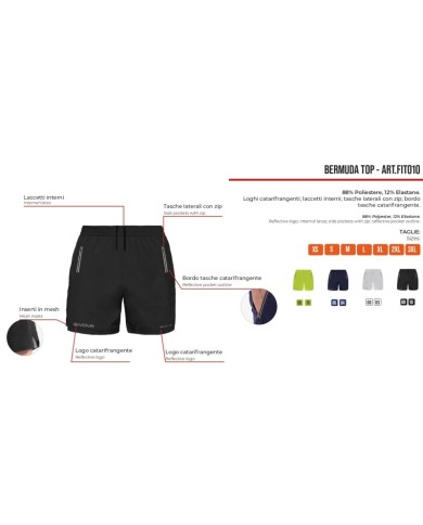 Bermuda TOP Givova FIT010 Unisex Fitness Running Allenamento Giallo Fluo Bermuda TOP Givova FIT010 Unisex Fitness Running Allenamento Giallo Fluo