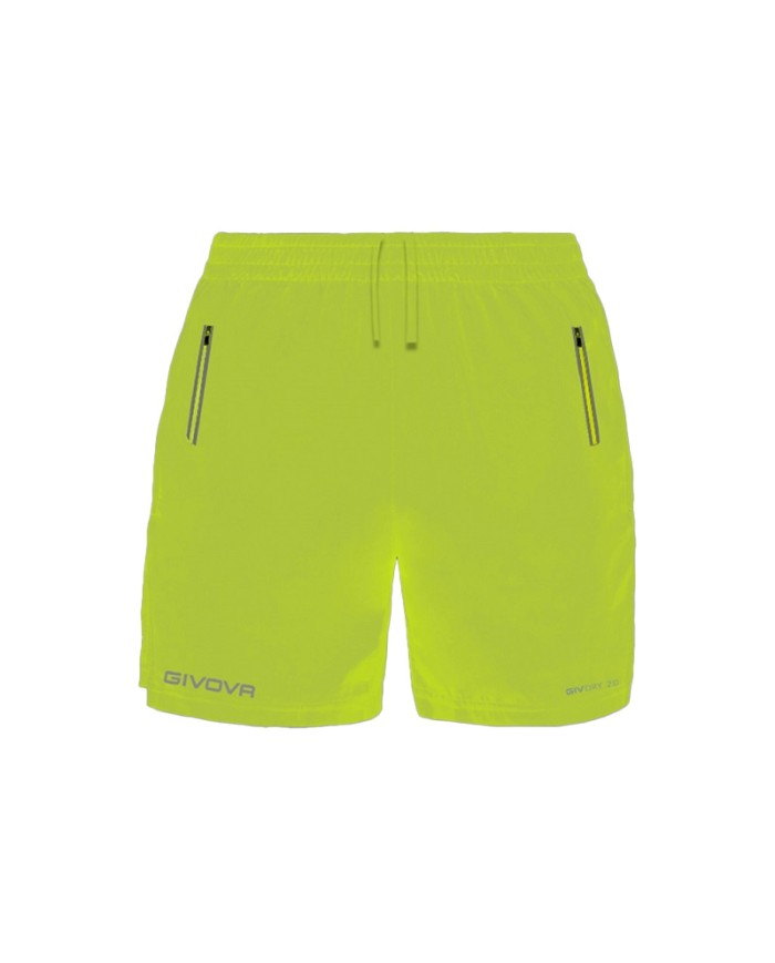 Bermuda TOP Givova FIT010 Unisex Fitness Running Allenamento Giallo Fluo
