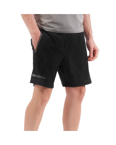 Bermuda TOP Givova FIT010 Unisex Fitness Running Allenamento Nero Bermuda TOP Givova FIT010 Unisex Fitness Running Allenamento Nero