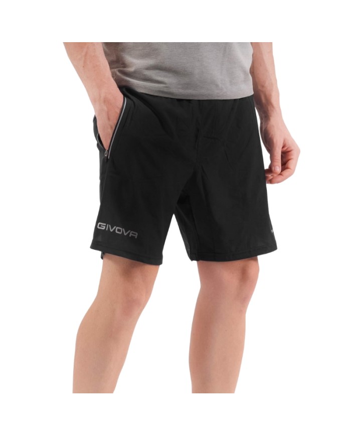 Bermuda TOP Givova FIT010 Unisex Fitness Running Allenamento Nero