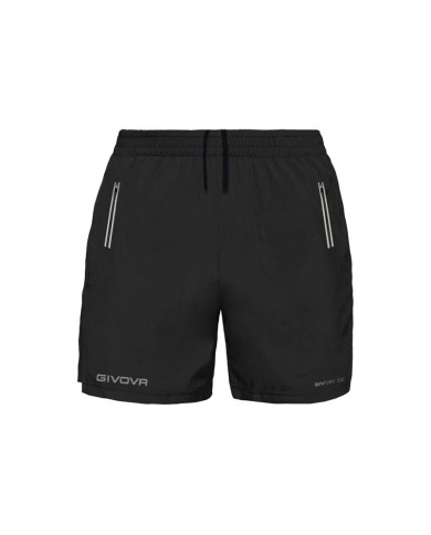 Bermuda TOP Givova FIT010 Unisex Fitness Running Allenamento Nero Bermuda TOP Givova FIT010 Unisex Fitness Running Allenamento Nero