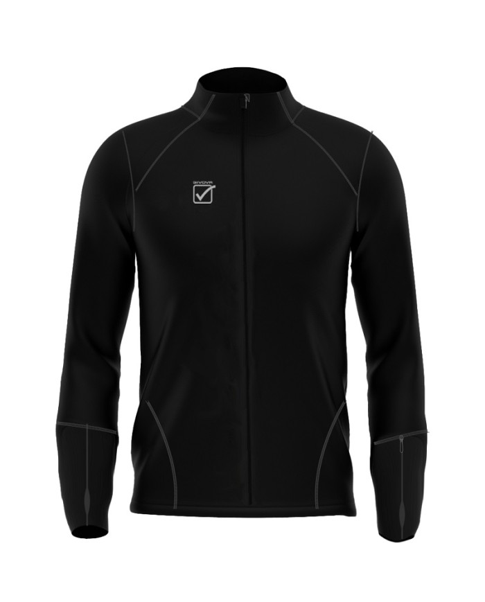 Felpa da Uomo Givova ROLL FIT026 Running Fitness Allenamento Nero