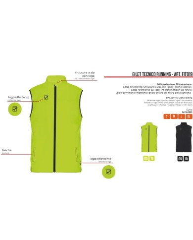Gilet TECNICO RUNNING Givova FIT019 Allenamento Fitness Unisex Giallo Fluo Gilet TECNICO RUNNING Givova FIT019 Allenamento Fitness Unisex Giallo Fluo