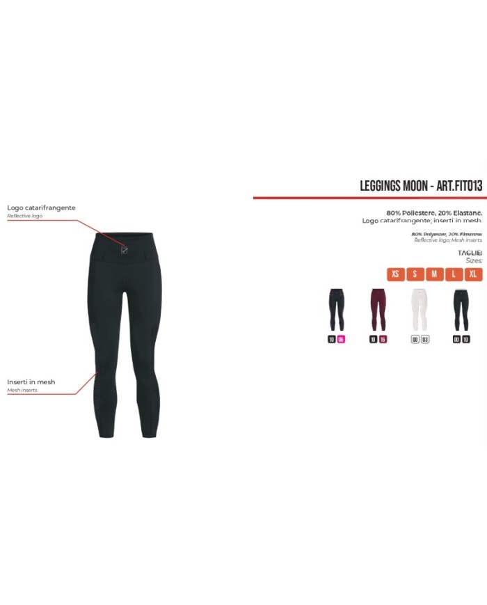 Leggins da Donna Givova MOON FIT013 Fitness Allenamento Running Nero Ciliegia