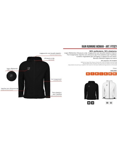 Giacca Antipioggia da Donna RAIN RUNNING Givova FIT021 Fitness Bianco Giacca Antipioggia da Donna RAIN RUNNING Givova FIT021 Fitness Bianco