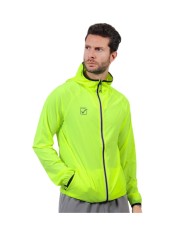 Giacca Antipioggia da Uomo RAIN RUNNING FIT022 Fitness Giallo Fluo