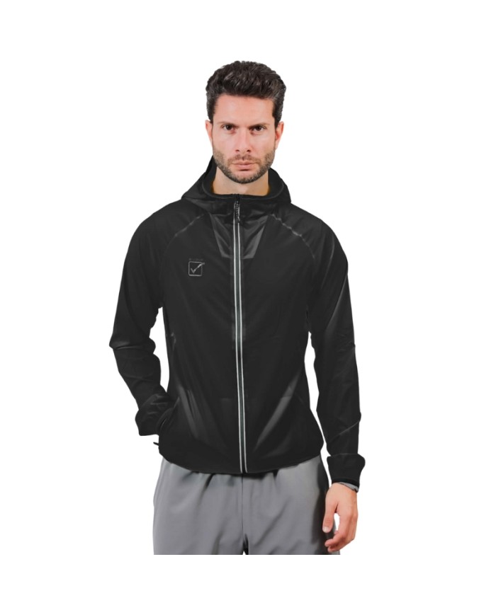 Giacca Antipioggia da Uomo RAIN RUNNING FIT022 Fitness Nero