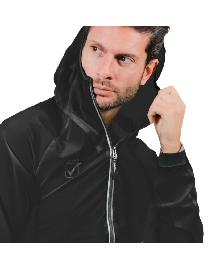 Giacca Antipioggia da Uomo RAIN RUNNING FIT022 Fitness Nero