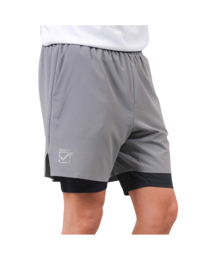 Pantaloncino Givova  da Uomo SHORT 2 IN 1 FIT020 Fitness Allenamento Grigio Pantaloncino Givova  da Uomo SHORT 2 IN 1 FIT020 Fitness Allenamento Grigio