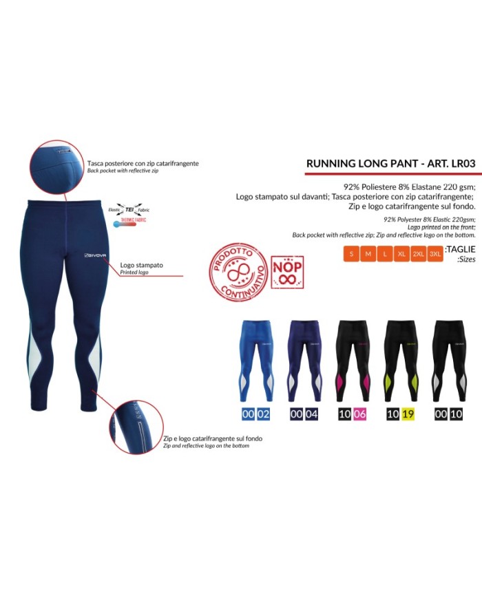 Pantalone Givova RUNNING LONG PANT LR03 Fitness Allenamento Unisex Nero Pantalone Givova RUNNING LONG PANT LR03 Fitness Allenamento Unisex Nero