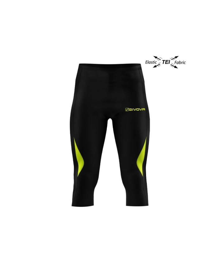 RUNNING PINOCCHIETTO Givova LR02 Fitness Allenamento Unisex Nero Giallo Fluo