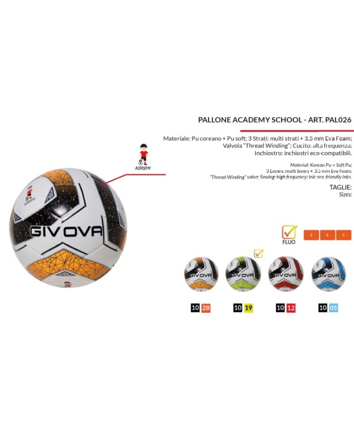 Pallone da Calcio Givova Academy School PAL026 Calcetto Nero Giallo Fluo Pallone da Calcio Givova Academy School PAL026 Calcetto Nero Giallo Fluo