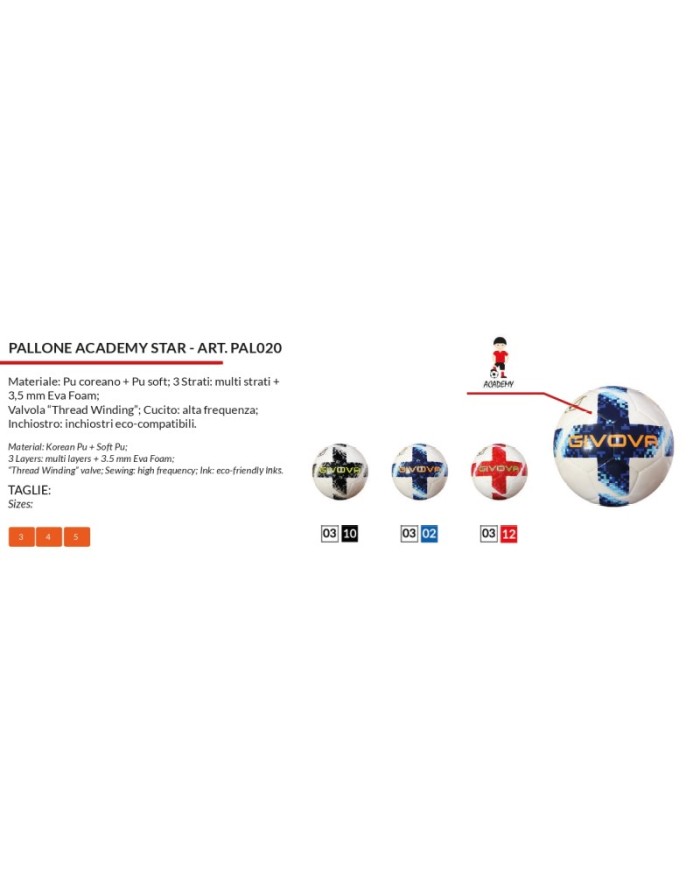 PALLONE ACADEMY STAR BIANCO/ROSSO Tg. 5 PALLONE ACADEMY STAR BIANCO/ROSSO Tg. 5