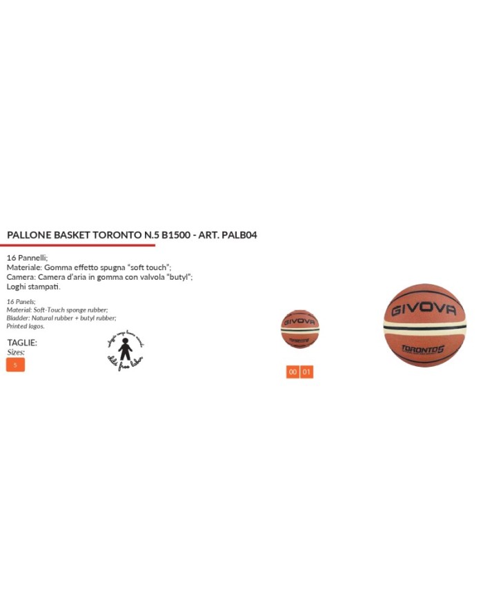 PALLONE BASKET TORONTO N.5 (B1500) ARANCIO Tg. 5 PALLONE BASKET TORONTO N.5 (B1500) ARANCIO Tg. 5
