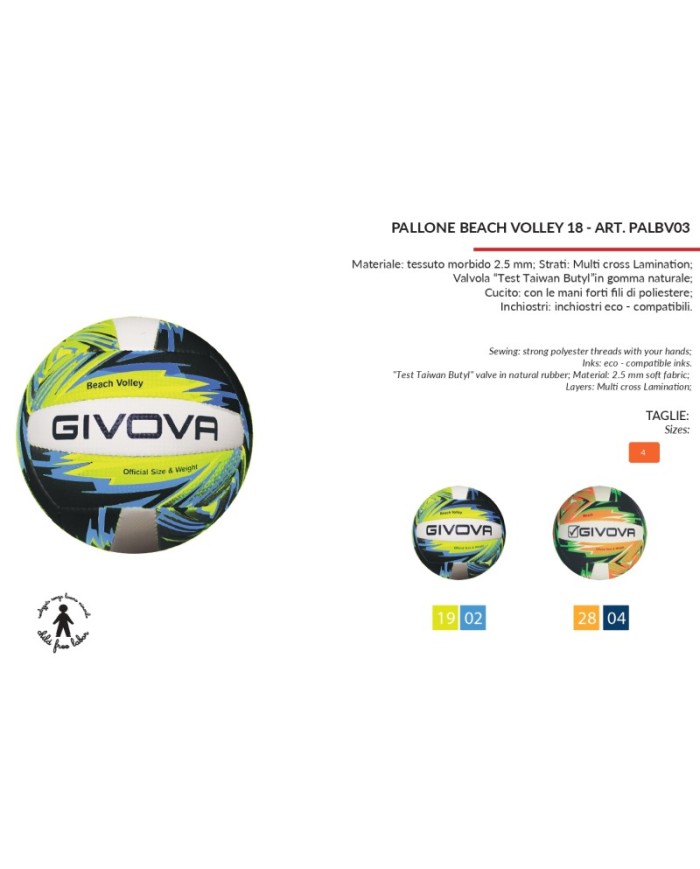 PALLONE BEACH VOLLEY 18 ARANCIO FLUO/BLU Tg. 4 PALLONE BEACH VOLLEY 18 ARANCIO FLUO/BLU Tg. 4