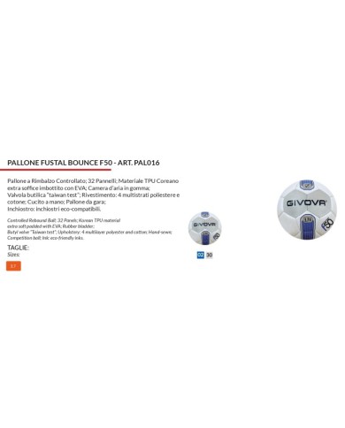 Pallone da Futsal Givova Bounce F50 Azzurro Silver n°3.7 Calcetto PAL0160230
