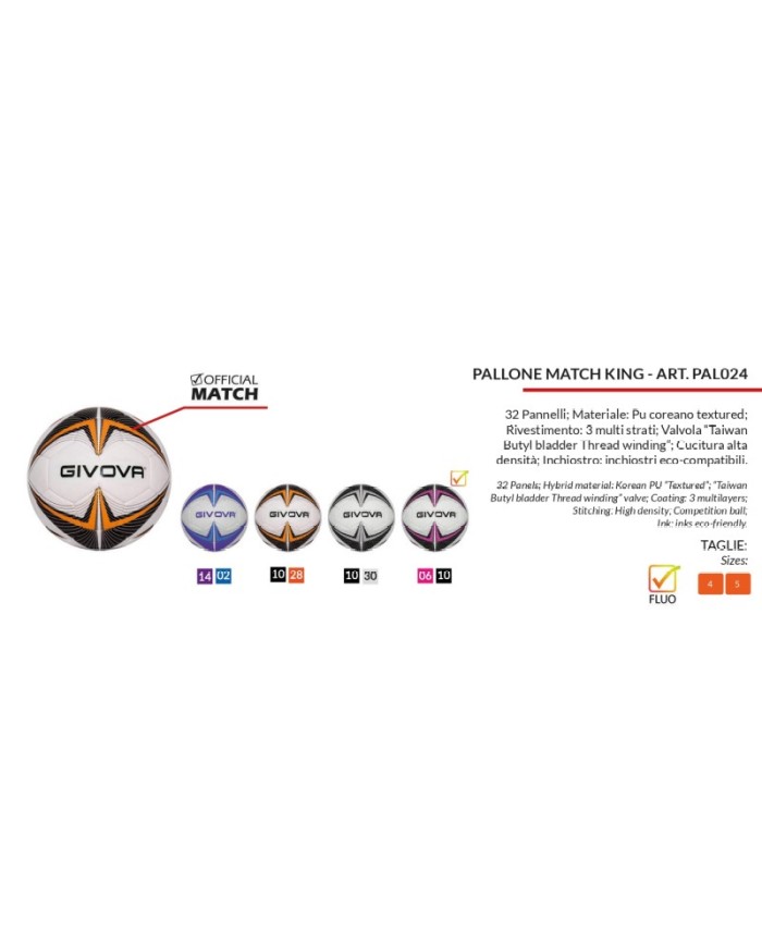 Pallone da Calcio Givova Match King PAL024 Nero Argento Calcetto
