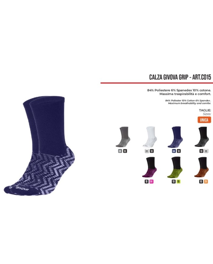 Calza Bassa Givova GRIP C015 Cotone Unisex Fitness Bianco Nero
